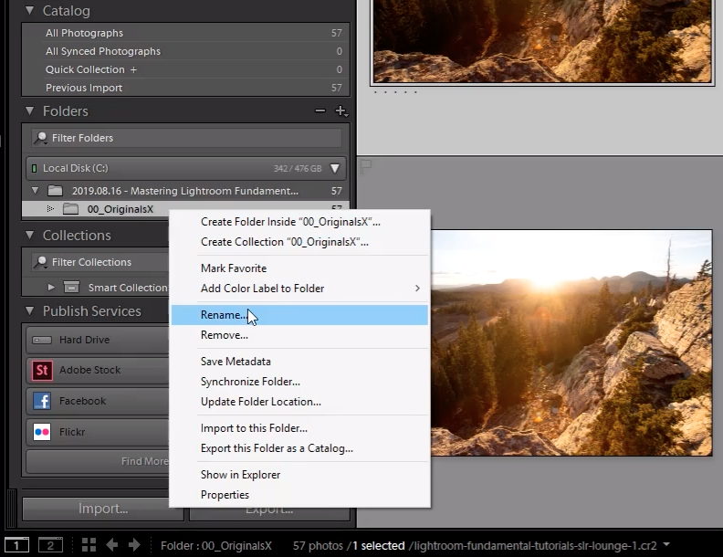 Right Click and Rename within Lightroom