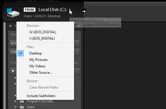 An import shortcut is available in the dropdown menu in the top left corner 2
