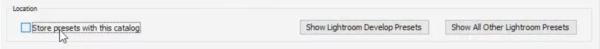 Uncheck store presets within catalog option