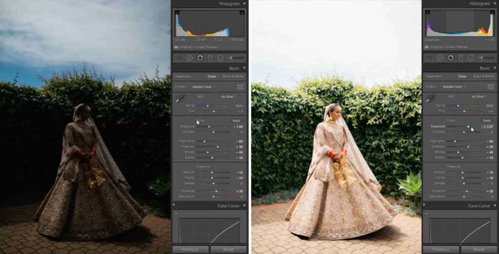 Adjust exposure in lightroom even when using presets