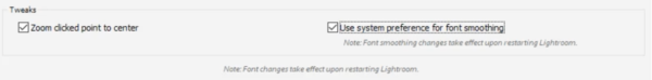 Tweaks option for Lightroom preferences