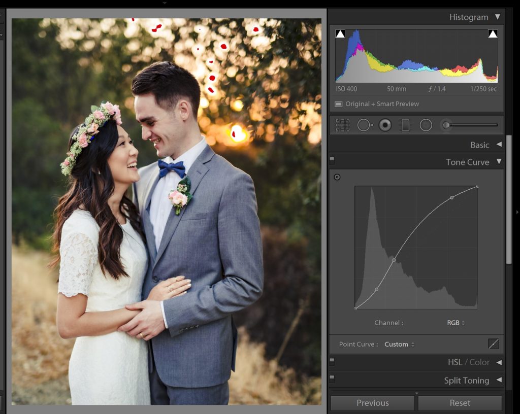 Lightroom Curves histogram s curve