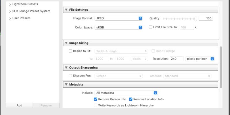 lightroom compression